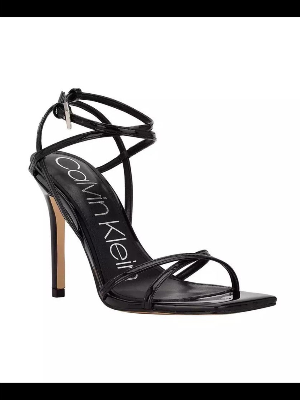 Calvin Klein Teagan Black Patent Strappy Stiletto - Picture 3 of 8